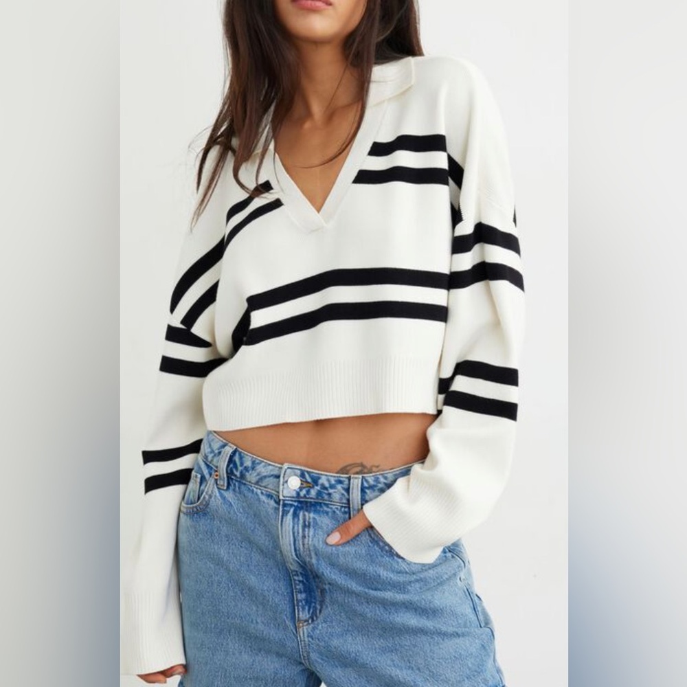 Dynamite Cropped Polo Sweater